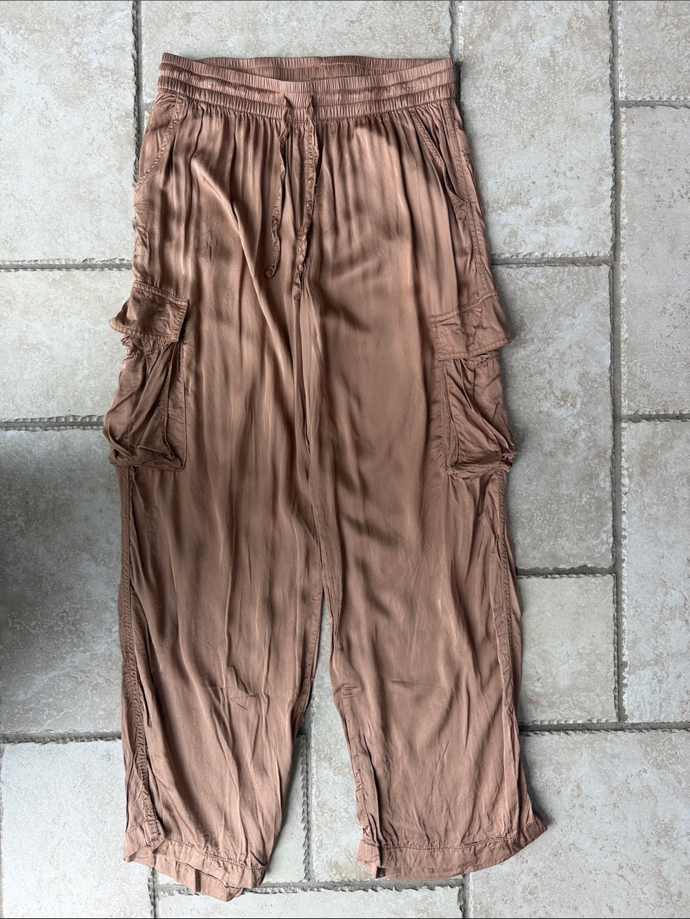 aerie Copper-Tone Wide Leg Cargo Pants